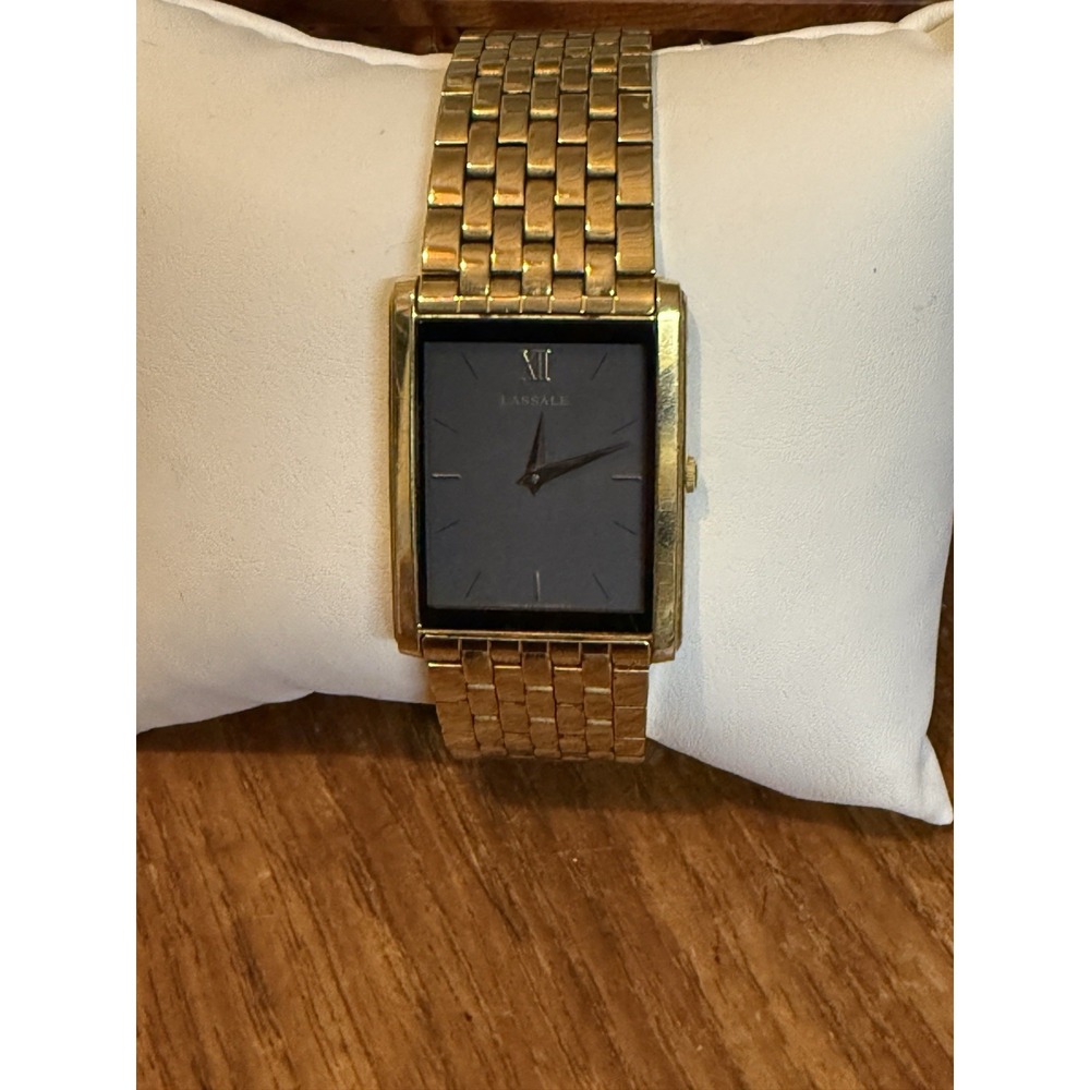 Vintage Lassale by Seiko Gold-tone Mens Tank Quartz Watch New Battery 5Y30-5K7H